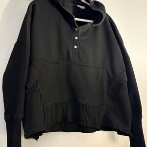 BUCKETLIST Black Women's Hoodie with Button Accents